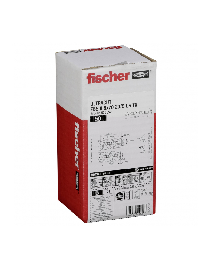 Fischer Ultracut Śruba do Betonu FBS II 8x70 20/5 US TX 536852 główny