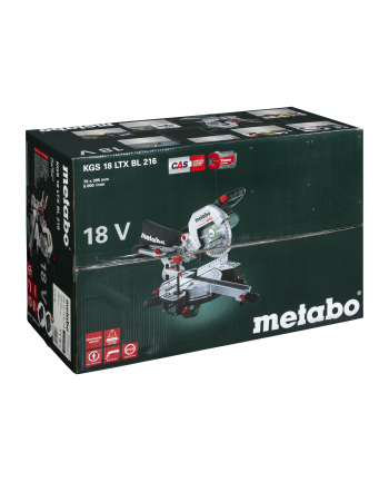 Akumulatorowa ukośnica Metabo KGS 18 LTX BL 216 z funkcją posuwu - 2 akumulatory Li-Power 18V/5.2Ah