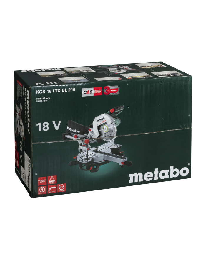 Akumulatorowa ukośnica Metabo KGS 18 LTX BL 216 z funkcją posuwu - 2 akumulatory LiHD 18V/8.0Ah główny