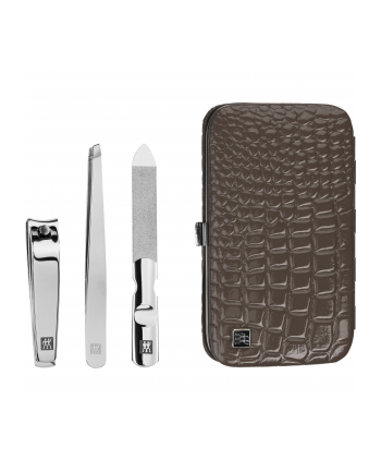 Zwilling Classic Inox etui do manicure pedicure 3-częściowy zestaw do pielęgnacji dłoni stóp obcinacz do paznokci pęseta pilnik do paznokci zamknięcie