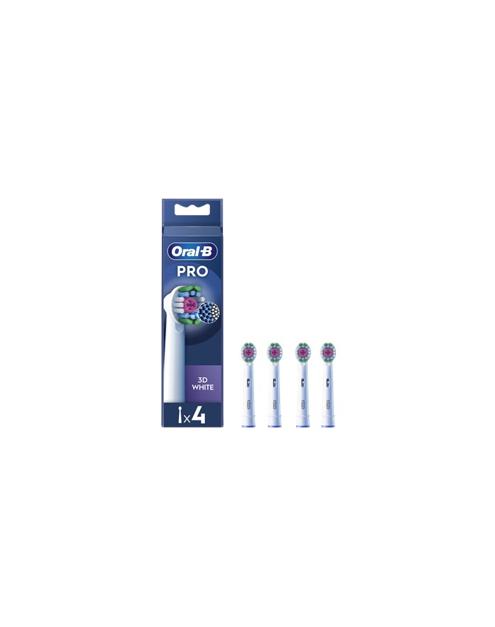 oral-b Doustny-B | Wymienne główki szczoteczki do zębów | EB18-4 3D Biały Pro | Głowice | Dla dorosłych | Liczba główek szczoteczki w zestawie: 4 | Biały główny