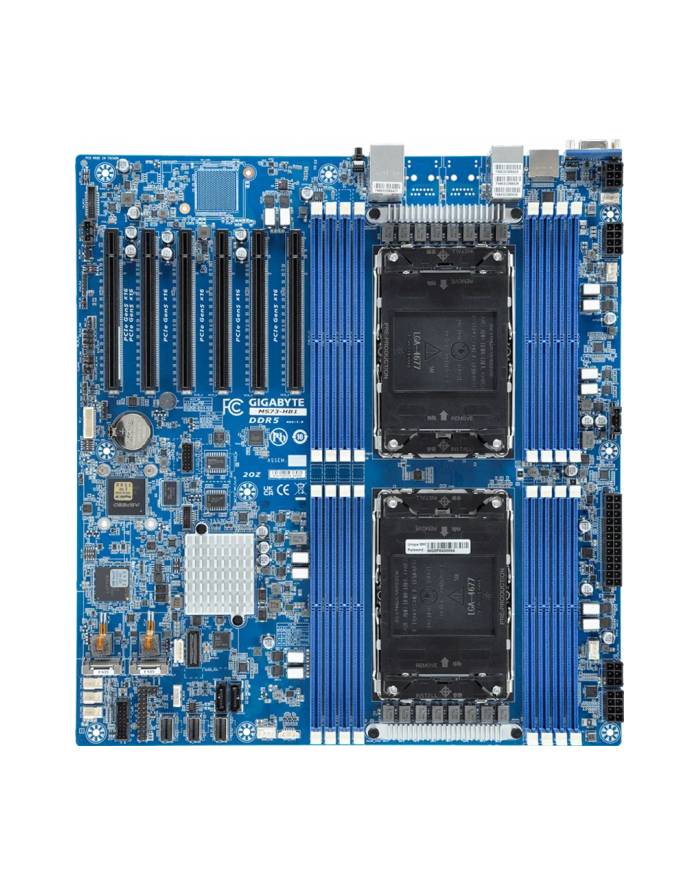 Płyta główna Gigabyte MS73-HB1 2x LGA4677 Intel Xeon Scalable 4/5gen C741 (16x DIMM, 3x SlimSAS (12x SATA), 2xM2, 2x1Gbe, IPMI, E-ATX) główny