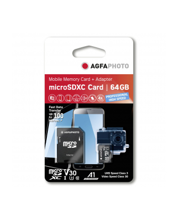 Agfaphoto MicroSDXC UHS I 64GBProf. High Speed U3 V30 A1