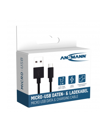 ANSMANN ANSMANN DATA AND CHARGING CABLE USB TO MICRO-USB 100CM - CZARNY (17000129)