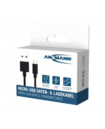 ANSMANN ANSMANN DATA AND CHARGING CABLE USB TO MICRO-USB 100CM - CZARNY (17000129)