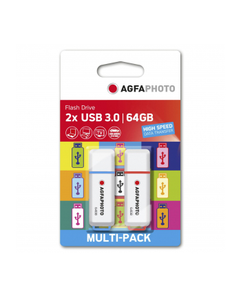 Agfaphoto Pendrive Color Mix (2 szt.), 64 GB (10556)