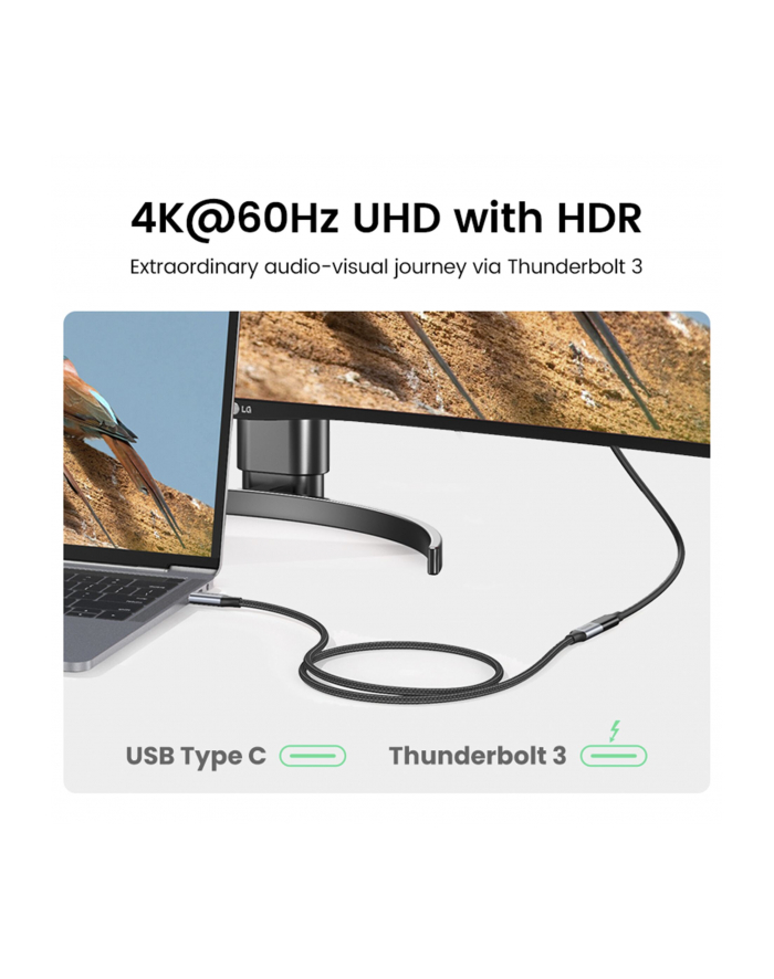 UGREEN PRZEDŁUŻAJĄCY KABEL USB-C 3.1 GEN2 US372, 4K, 100W, 1M (CZARNY) główny