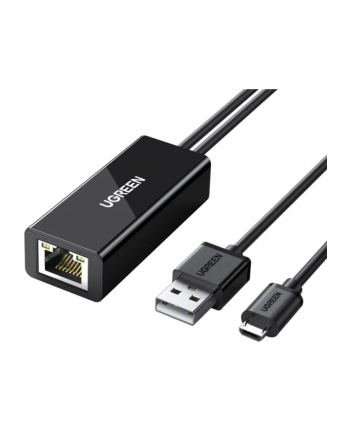 UGREEN ADAPTER SIECIOWY  30985 MICRO USB DO RJ45, DO TV STICKÓW I CHROMECASTÓW (CZARNY)  (UGR311BLK)