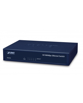 PLANET / Niezarządzalny / (FSD-503) - 5 x 10/100Mbps - 1Gbps  2K  1Mbit