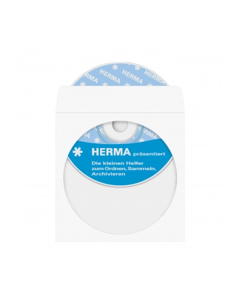 Herma koszulki na CD/DVD 124x124 biale 100szt. samoprzylepne 1140