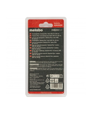 Metabo Plunch Saw Blade Wood HCS 30x60 mm
