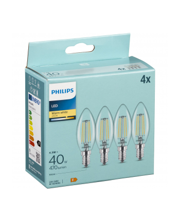 Philips LED Lamp E14 4-Pack 40W 2700K Filament candle