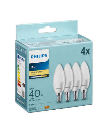 Philips LED Lamp E14 4-pack candle     40W 2700K