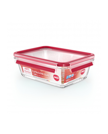 Emsa Clip&Close Glass Food Container 1,3 L  red