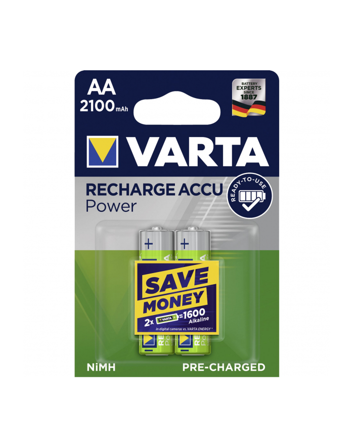 10x2 Varta Rechargeable Accu NiMh 2100 mAh Mignon PU kart. w. główny