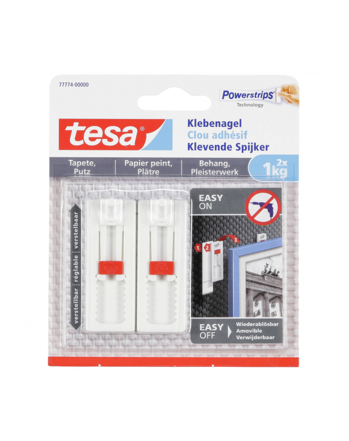 1x2 Tesa regulowany gwózdz samo- przylepny do tapet i tynków 1 kg główny