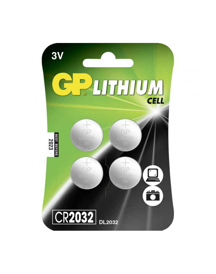 gp batteries 1x4 GP CR 2032 litowa 3V 4 szt. baterie guzikowe 3 Volt główny