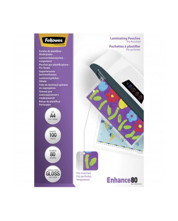 Fellowes folie do laminowania A4 80mic z otworami do segregatora