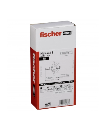 Fischer kolki metalowe do mat. z pustymi przest. HM 4x45 S 50szt.