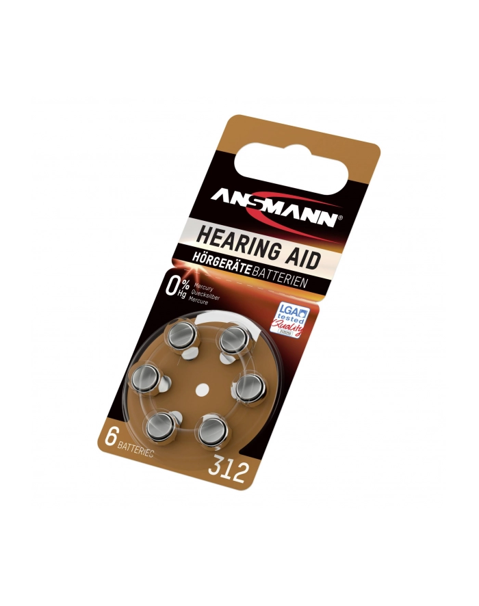10x6 Ansmann Zinc-Air 312 (PR41) baterie do aparatów sluchowych główny