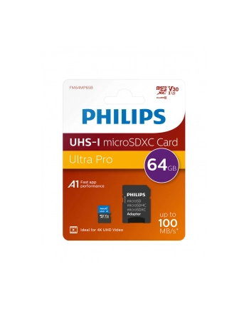 Philips MicroSDXC Card      64GB Class 10 UHS-I U3 incl. adapter