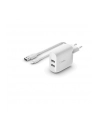 Belkin Dual USB-A ladowarka, 24W z kablem Lightning 1m, bialy - nr 1