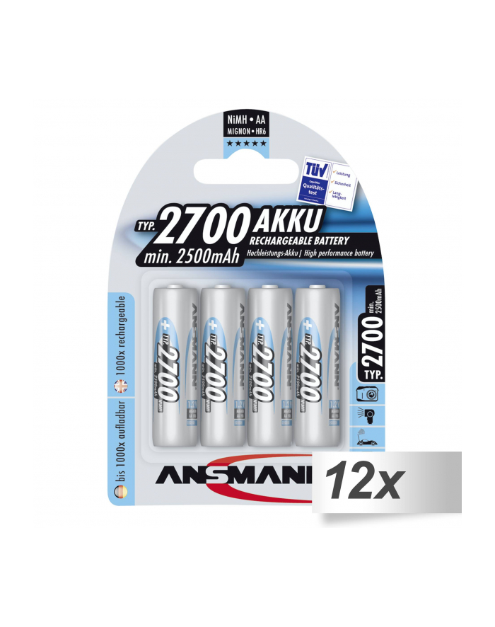 12x4 Ansmann akumulator 2700 Mignon AA 2500 mAh główny