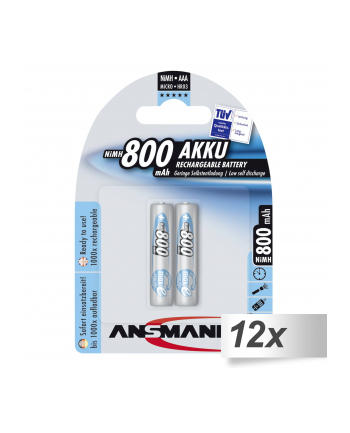 12x2 Ansmann maxE NiMH akumulat. Micro AAA 800 mAh