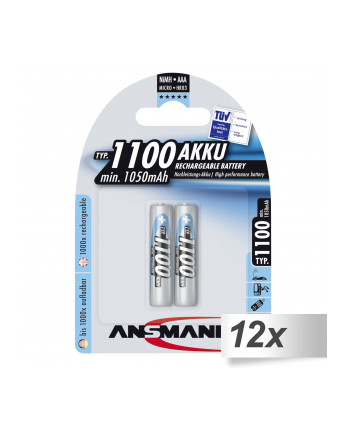 12x2 Ansmann NiMH akumulat. 1100 Micro AAA 1050 mAh