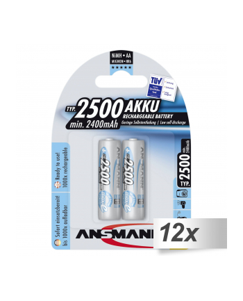 12x2 Ansmann maxE NiMH aku. 2500 Mignon AA 2400 mAh nr 1