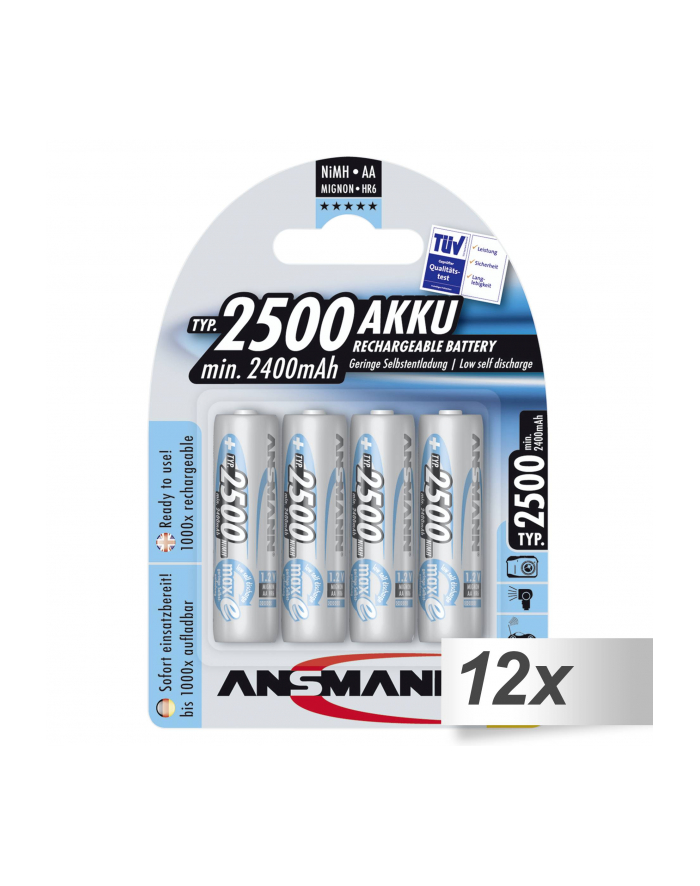 12x4 Ansmann maxE NiMH aku. 2500 Mignon AA 2400 mAh główny