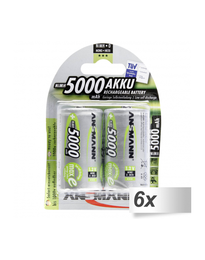 6x2 Ansmann maxE NiMH akumulator Mono D 5000 mAh          5030922 główny