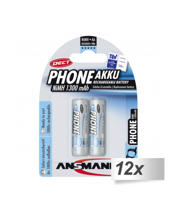 12x2 Ansmann maxE NiMH akumulat. Mignon AA 1300 mAh D-ECT PHONE