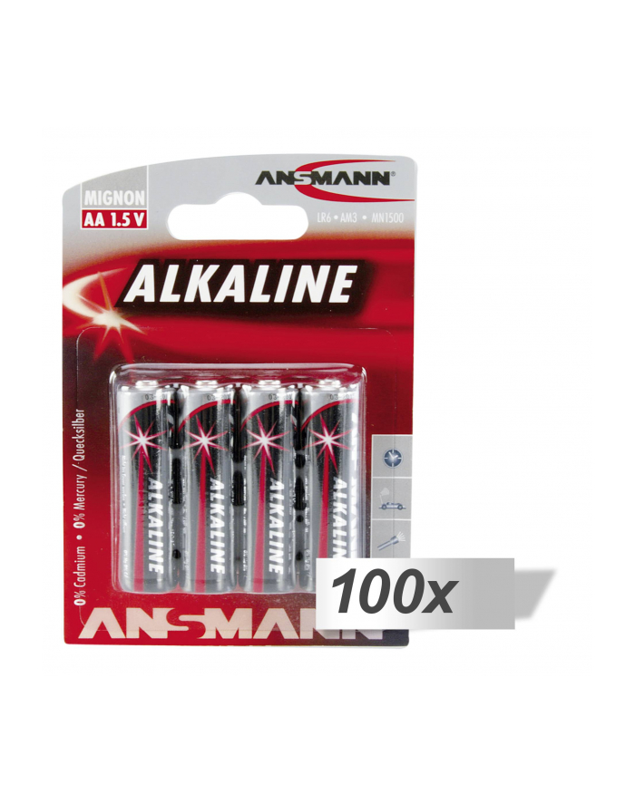 100x4 Ansmann Alkaline Mignon AA LR 6 red-line główny