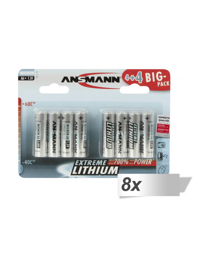 8x 4+4 Ansmann Extreme Lithium AA Mignon LR 6 Big Pack główny