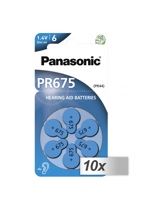 10x1 Panasonic PR 675 baterie do apar. sluchowych Zinc Air 6 szt. główny