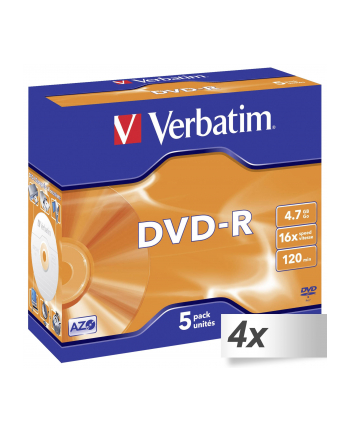 4x5 Verbatim DVD-R 4,7GB 16x Speed, Jewel Case