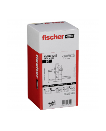 Fischer kolki metalowe do mat. z pustymi przest. HM 6x52 S 50szt.