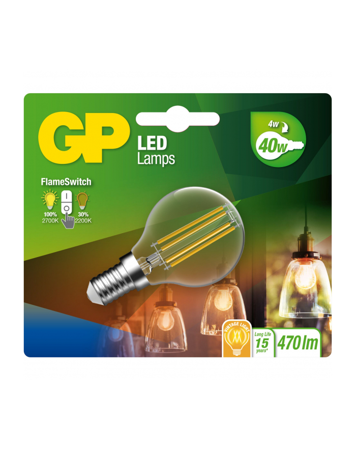 gp batteries GP Lighting LED FlameSwitch E14 4W (40W) 470 lm        GP 085379 główny