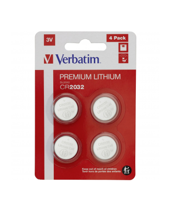 1x4 Verbatim CR 2032 litowy bateria 49533