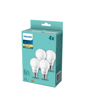 Philips LED Bulb E27 4-Pack 60W 2700K