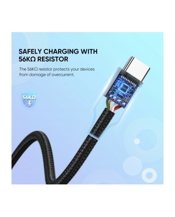 2x1 UGREEN USB-C To USB-A Cable Black 2M