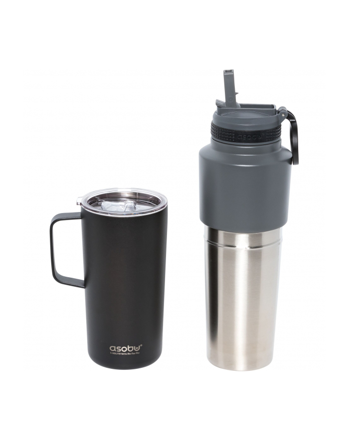 Asobu Twin Pack Bottle with Mug czarny, 0.9 L + 0.6 L główny