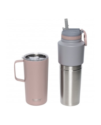 Asobu Twin Pack Bottle with Mug Pink, 0.9 L + 0.6 L