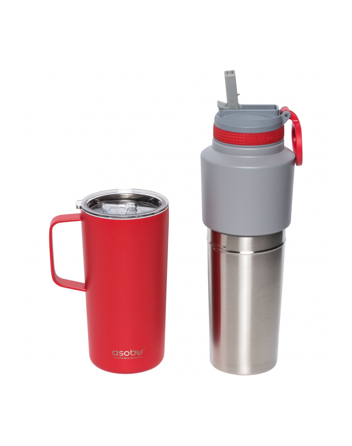 Asobu Twin Pack Bottle with Mug czerwony, 0.9 L + 0.6 L główny