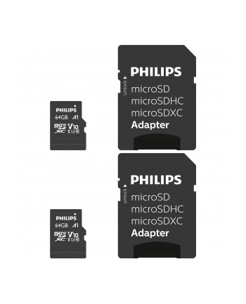Philips MicroSDXC 2-Pack 64GB Class 10 UHS-I U1 incl. Adapter