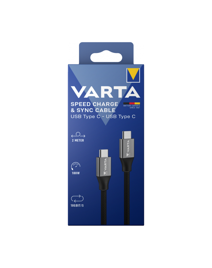 Varta Speed Charge 'amp; Sync Cable USB-C to USB-C Kolor: CZARNY 2m 100W główny