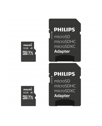 Philips MicroSDHC 2-Pack    32GB Class 10 UHS-I U1 incl. Adapter