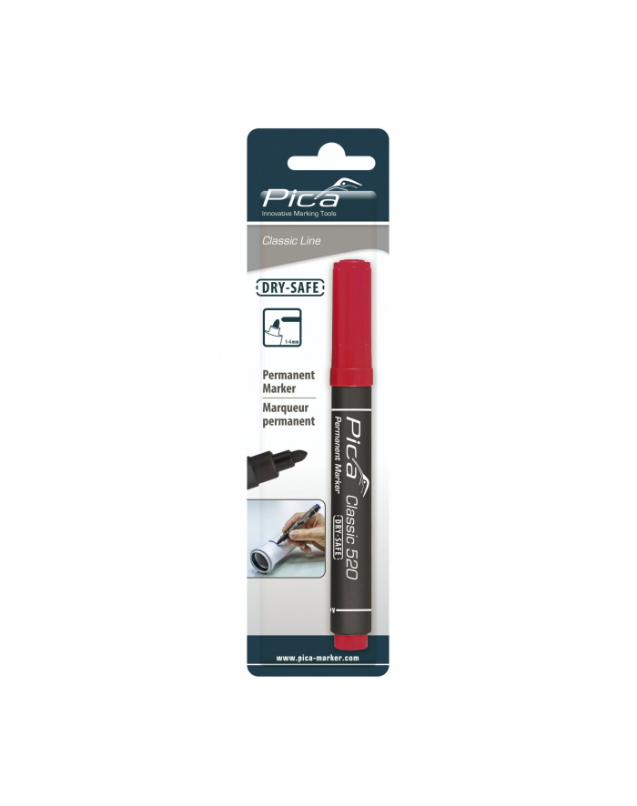 pica-marker Pica Permanent Marker 1-4mm, Round Tip, red  Retail Packaging główny