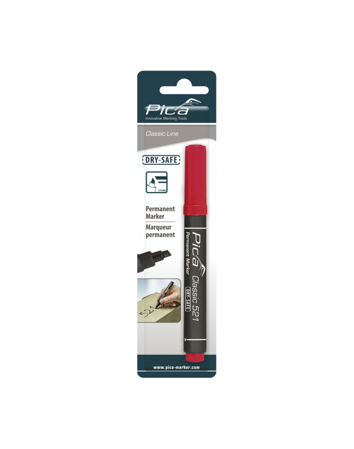 pica-marker Pica Permanentmarker 2-6mm, Wedge Tip, red / Retail Pack. główny